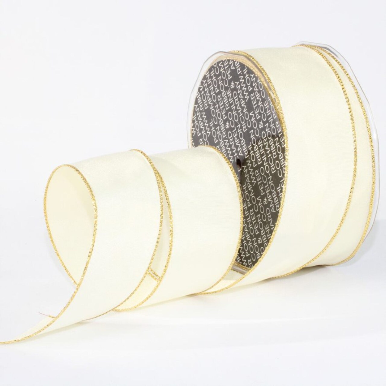 The Ribbon People Ivory and Gold Solid Wired Craft Ribbon 1.5&#x22; x 27 Yards